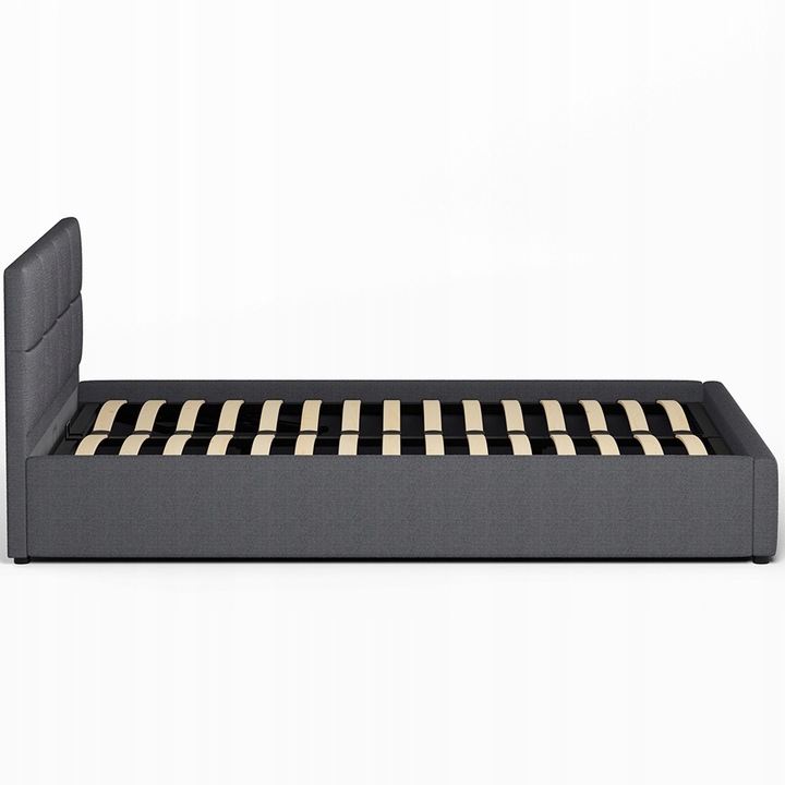 Łóżko tapicerowane 160×200 z pojemnikiem i zagłówkiem Mika szare