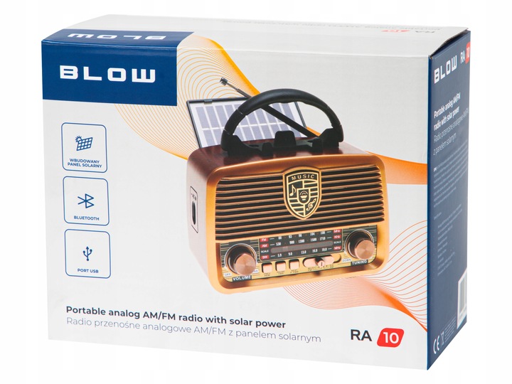 RADIO KUCHENNE PRZENOŚNE RETRO NA BATERIE SOLARNE BLUETOOTH ANTENA