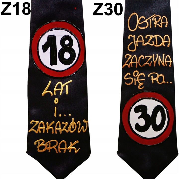 PREZENT NA URODZINY KRAWAT 18 30 40 50 60 70
