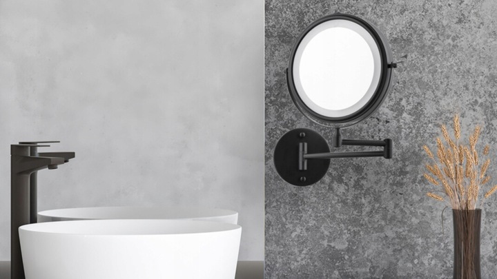 Lusterko kosmetyczne ścienne powiększające do makijażu czarne podświetlane