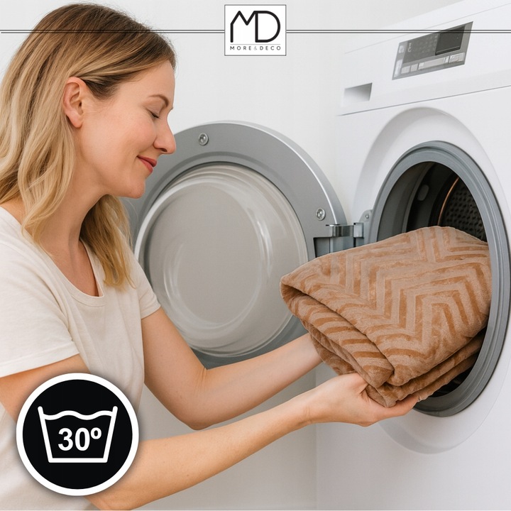 Ciepły koc ozdobny narzuta na łóżko prezent pled 200x220 cm brązowy