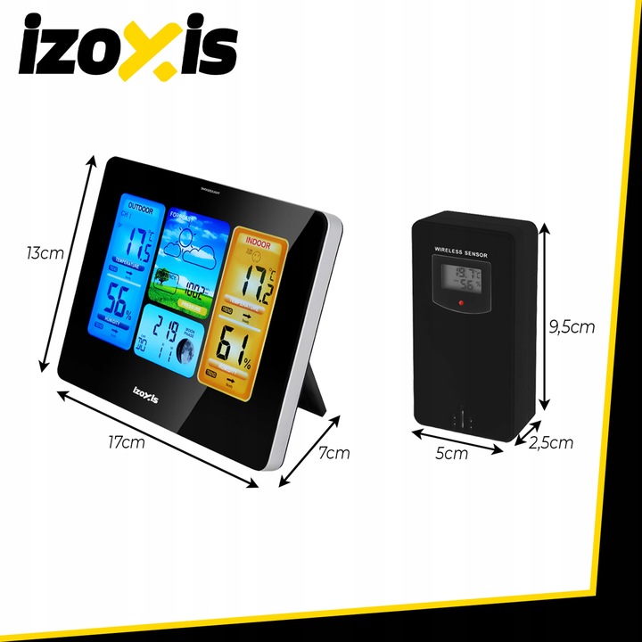 Stacja Pogodowa Bezprzewodowa IZOXIS Termometr Higrometr Zegar Czujnik