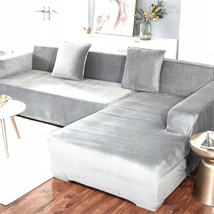 POKROWIEC NA KANAPĘ SOFĘ NAROŻNIK ELASTYCZNY WELUR PLUSZ 190-230 OEKO TEX