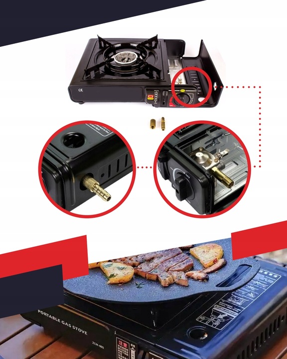 KUCHENKA GAZOWA TURYSTYCZNA 2w1 Z REDUKTOREM I WALIZKĄ + 6 KARTUSZE