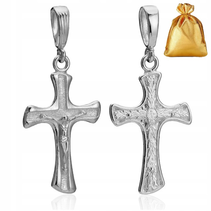 SREBRNY MĘSKI DUŻY KRZYŻ KRZYŻYK SREBRO PRÓBA 925 Z JEZUSEM NA PREZENT