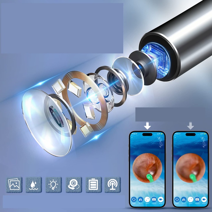 SMART OTOSKOP KAMERA CZYSZCZENIE USZU WOSK WIFI HD APLIKACJA ENDOSKOP