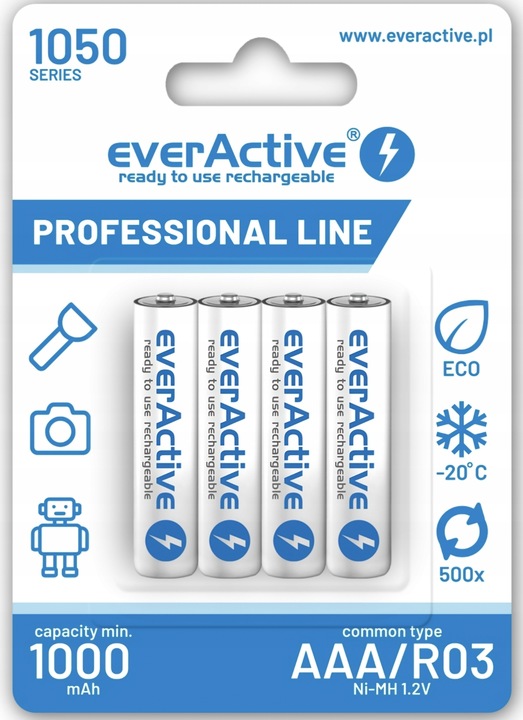 Akumulator AAA R03 1050mAh PROFESSIONAL LINE everActive - 4 sztuki