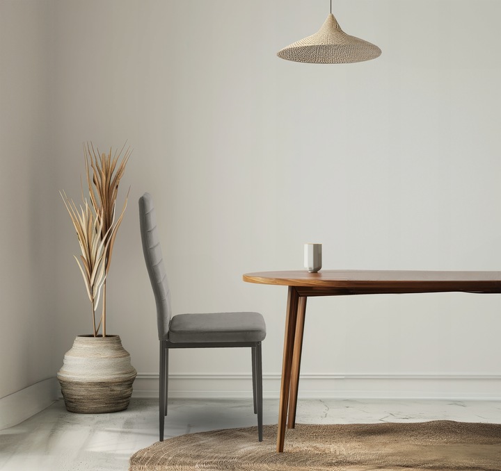 KRZESŁO PIKOWANE WELUR SALON JADALNIA KUCHNIA WYSOKIE MARK KT118 SZARE