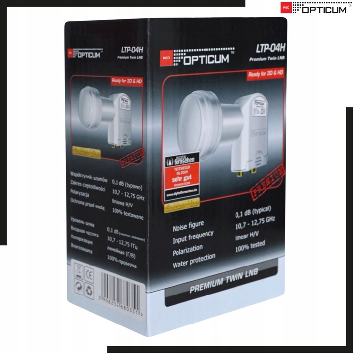 Konwerter Satelitarny TWIN (podwójny) Red Opticum LTP-04H 4 Wtyki
