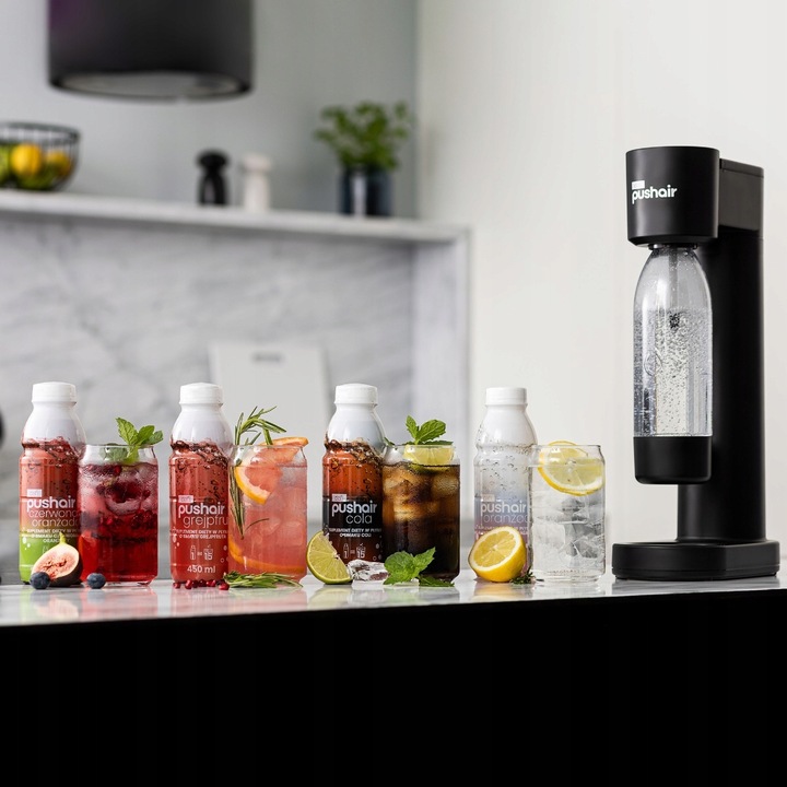 PushAir saturator do wody Dafi syfon czarny + 2 naboje + butelka 0,7