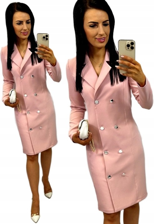 Elegancka marynarkowa sukienka Midi na komunię, na chrzciny ECRU M