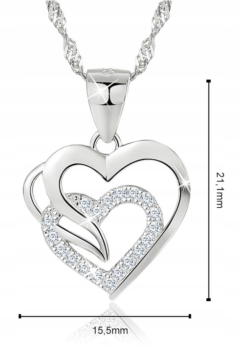 NASZYJNIK SREBRNY ŁAŃCUSZEK DAMSKI Z ZAWIESZKĄ SREBRO PRÓBA 925 ORYGINALNY