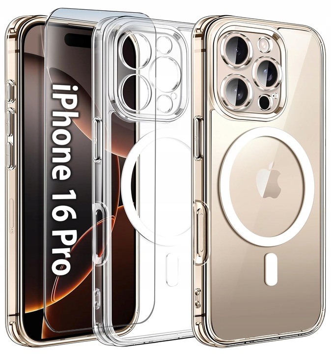 Etui do iPhone 16 Pro WZMACNIANE do MAGSAFE ANTI SHOCK CASE + Szkło 9H