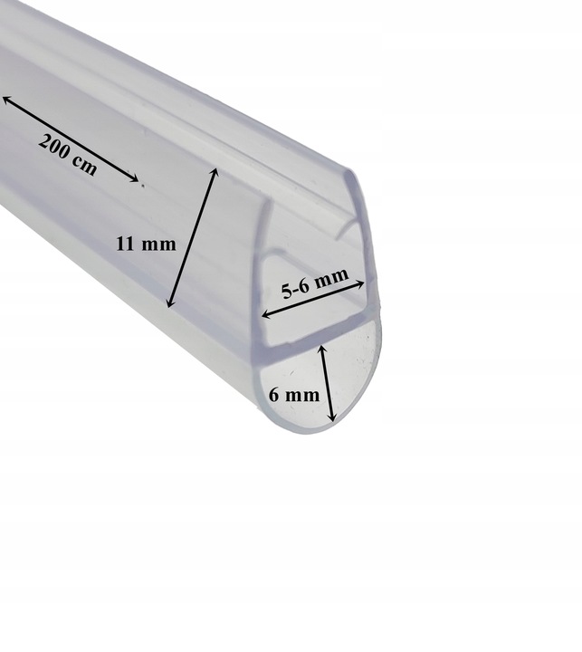 Uszczelka do kabiny drzwi parawanu boczna pionowa 5 6 mm 200 cm 2 m