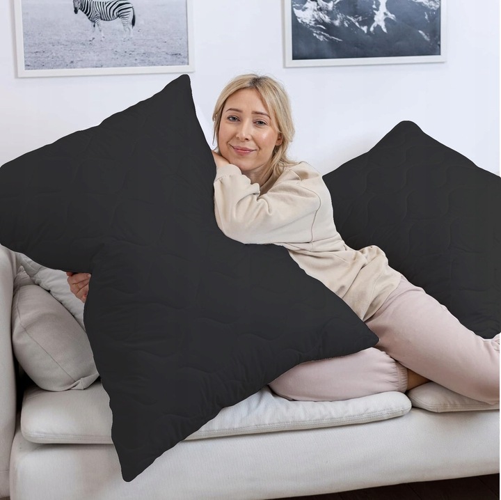 KOMPLET KOŁDRA CAŁOROCZNA ANTYALERGICZNA 160x200 + 2x PODUSZKA 70x80 CZARNY