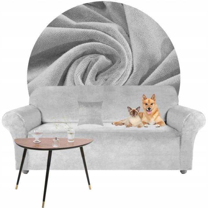 POKROWIEC NA KANAPĘ SOFĘ NAROŻNIK ELASTYCZNY WELUR PLUSZ 190-230 OEKO TEX