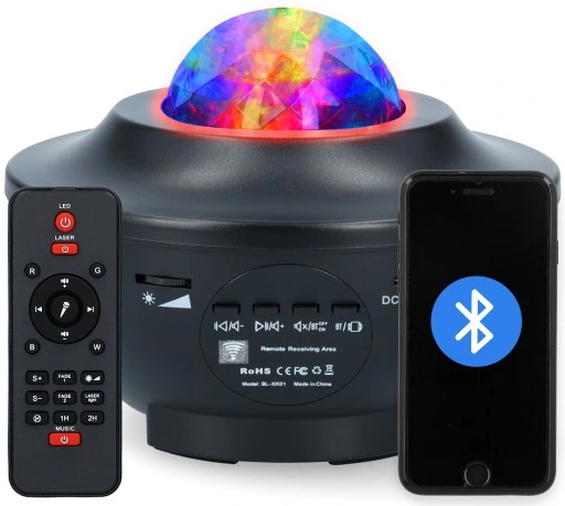 PROJEKTOR GWIAZD RZUTNIK NIEBA LAMPKA NOCNA LED GŁOŚNIK BLUETOOTH + PILOT
