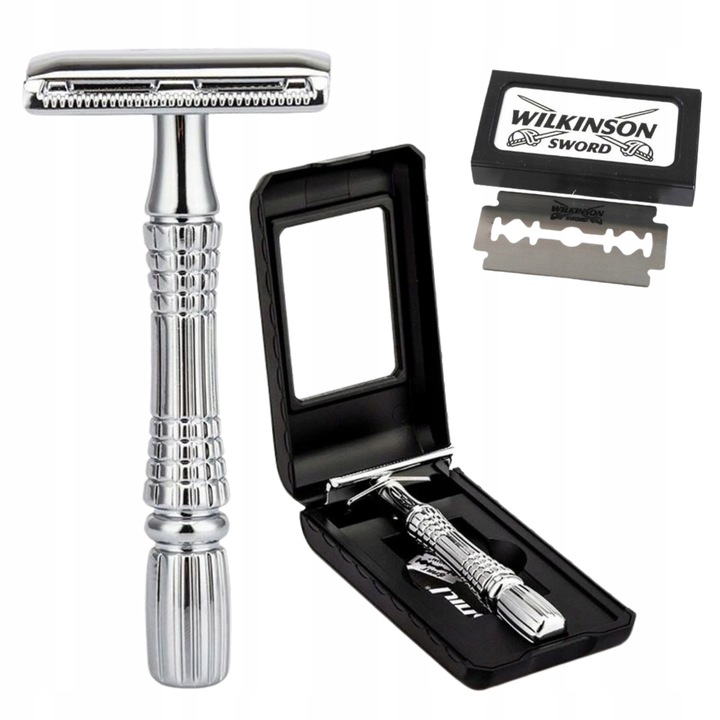 Tradycyjna Klasyczna Maszynka Do Golenia Z Lusterkiem + Żyletki Wilkinson