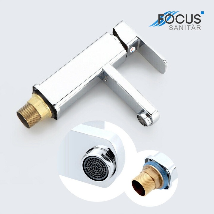 BATERIA ŁAZIENKOWA UMYWALKOWA KRAN STOJĄCA KWADRAT DO UMYWALKI CUBE CHROM