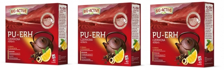 Herbata BIG ACTIVE czerwona PU-ERH cytryna 40tb x3