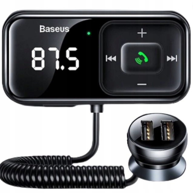 BASEUS TRANSMITER FM BLUETOOTH ŁADOWARKA SAMOCHODOWA 2x USB AUX SD