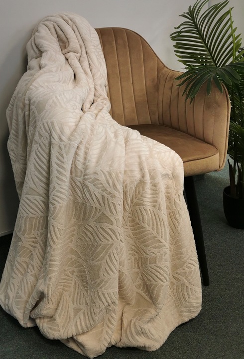 KOC GRUBY NA PREZENT TŁOCZONY WZÓR NARZUTA DLA CÓRKI 150x200 BEŻOWY