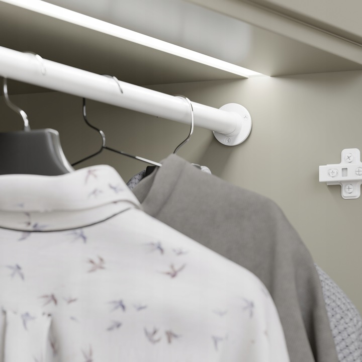 DRĄŻEK NA UBRANIA DO SZAFY 2X UCHWYTY DO GARDEROBY Fi 25MM 148 cm