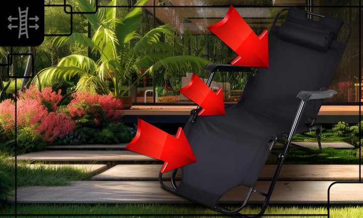 LEŻAK OGRODOWY SKŁADANY REGULOWANE KRZESŁO TURYSTYCZNE PLAŻOWE Z ZAGŁÓWKIEM