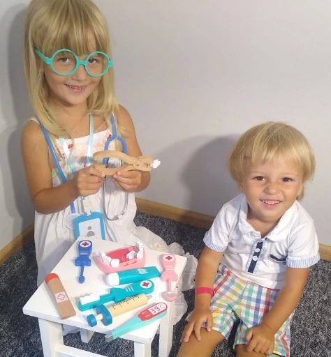 DUŻY DREWNIANY ZESTAW LEKARSKI DOKTOR LEKARZ