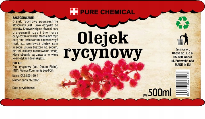 OLEJ RYCYNOWY NIERAFINOWANY TŁOCZONY NA ZIMNO W SZKLE Z DOZOWNIKIEM 0,5L