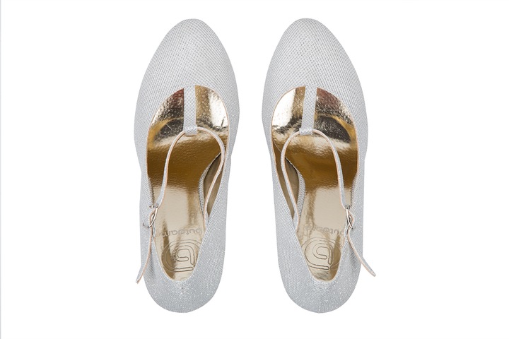 Buty ślubne na platformie srebrne z paskami 38