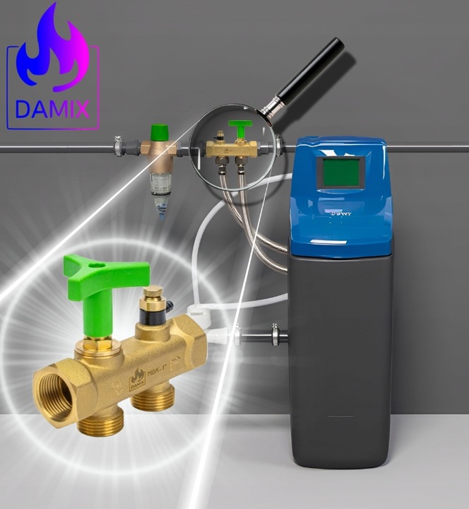 ZAWÓR PRZYŁĄCZE DO ZMIĘKCZACZA WODY BYPASS FI 1" GW CAL MULTIBLOCK SOLIDNY