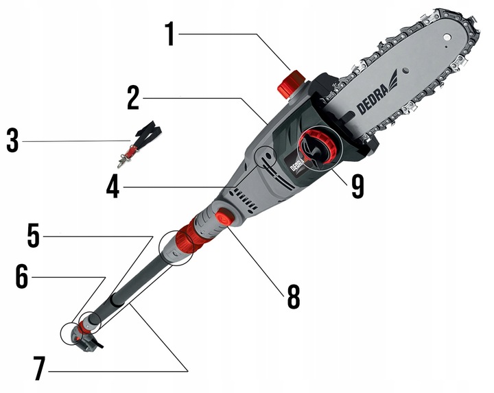 DEDRA DED8699 PIŁA PILARKA TELESKOPOWA GAŁĘZI 750W OKRZESYWARKA