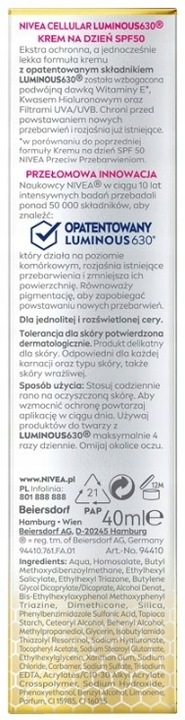 Nivea Cellular Luminous 630 Krem Przeciw Przebarwieniom na Dzień 40ml