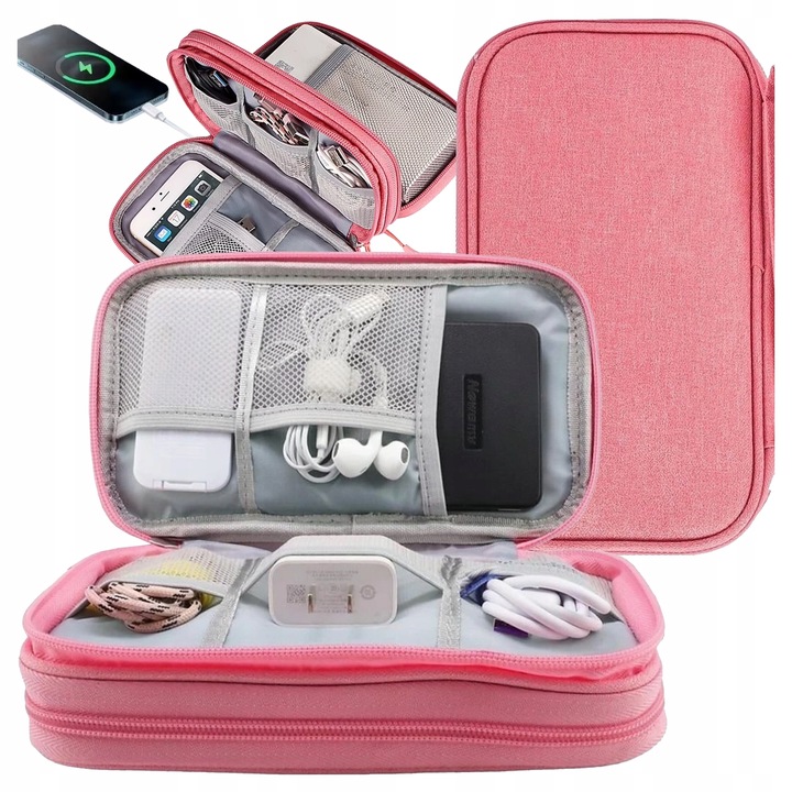 ORGANIZER PODRÓŻNY TORBA ETUI NA KABLE I ŁADOWARKI , DYSK , POWER BANK