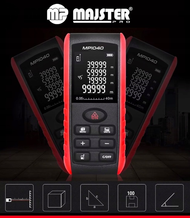 DALMIERZ LASEROWY 40M CYFROWY MIERNIK POZIOMICA LASEROWA MP1040