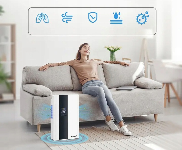 OSUSZACZ POWIETRZA POCHŁANIACZ WILGOCI 65W 1,8L RIWALL ROS-01