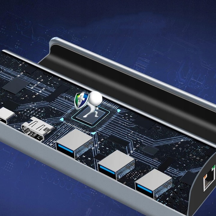 WIELOFUNKCYJNA STACJA DOKUJĄCA + 3*PORTY USB A 3.0 + PORT TYPE-C