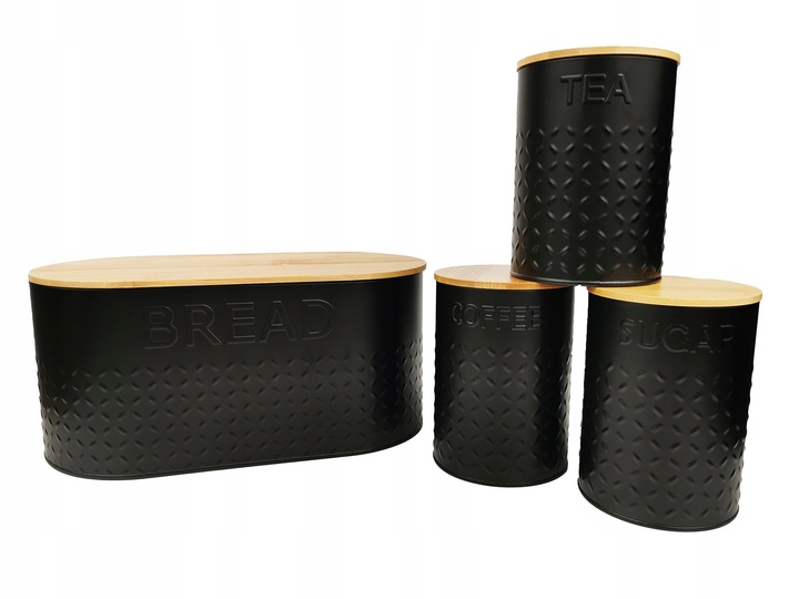 ZESTAW 5w1 CHLEBAK POJEMNIK NA KAWA CUKIER HERBATA DESKA KROJENIA CHZ03