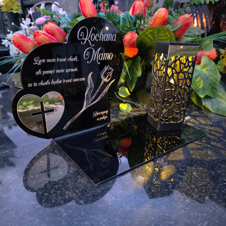 ZNICZ SOLARNY z Grawerem Wieczna Lampka Latarenka LED STATUETKA dla