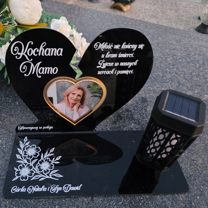 WIECZNY ZNICZ SOLARNY LED Ze Zdjęciem Cmentarz dla Mamy Taty Babci Dziadka