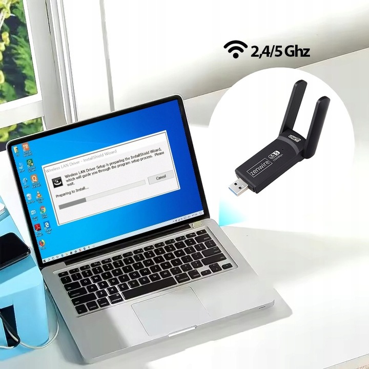 Adapter WiFi USB 3.0 Karta Sieciowa 1300MBps 5Ghz do Komputera Antena Wi-Fi