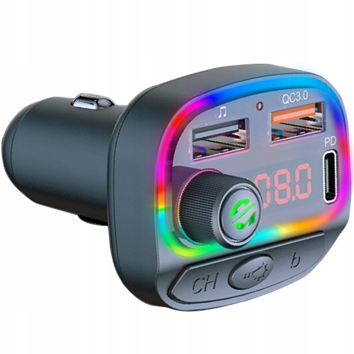 Transmiter bluetooth samochodowy FM USB szybka ładowarka samochodowa