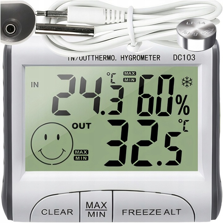 STACJA POGODOWA POGODY TERMOMETR POKOJOWY HIGROMETR CYFROWY Z SONDĄ