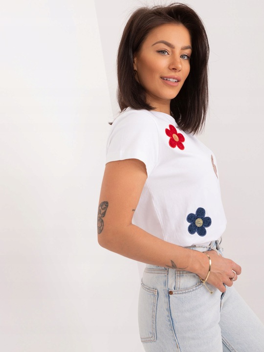 T-SHIRT Z APLIKACJĄ koszulka damska z bawełny