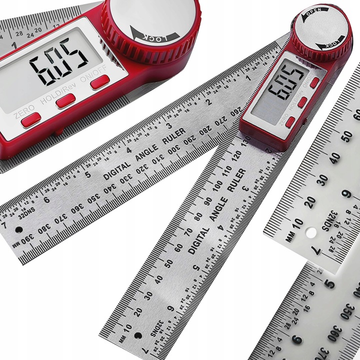 METALOWY KĄTOMIERZ ELEKTRONICZNY CYFROWY Z EKRANEM LCD 200mm 360° +