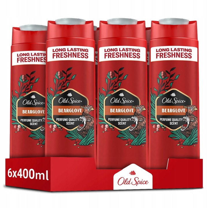Old Spice Bearglove Żel męski pod prysznic i szampon 3w1, 6 x 400ml