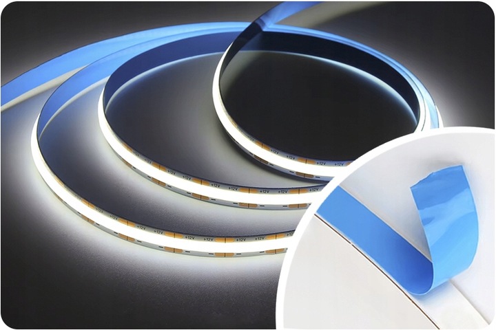 SAMOPRZYLEPNA TAŚMA LED NEON PASEK COB 12V NEUTRALNA 4000K 320diod /m