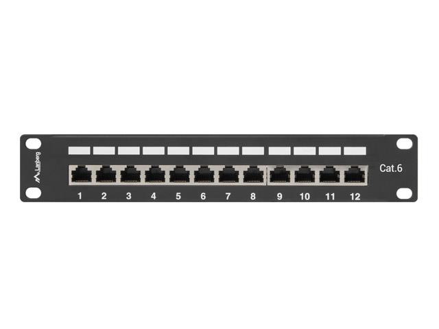 PATCHPANEL DO SZAFY RACK RJ45 12 PORTÓW 1U 10" CALI KAT.6 FTP LANBERG