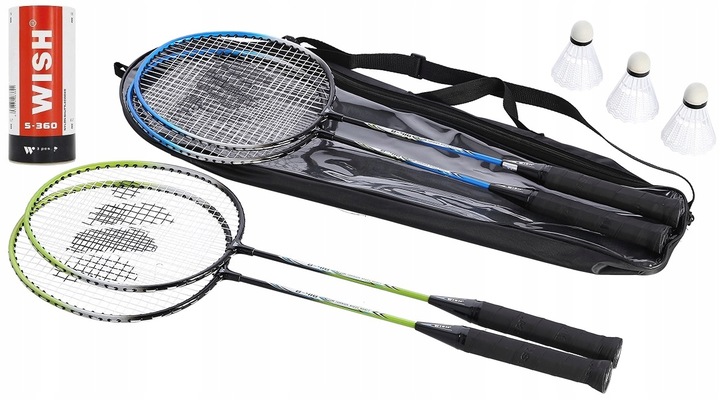 ZESTAW DO BADMINTONA WISH 4 x RAKIETKI , 6 x LOTKI ,TORBA